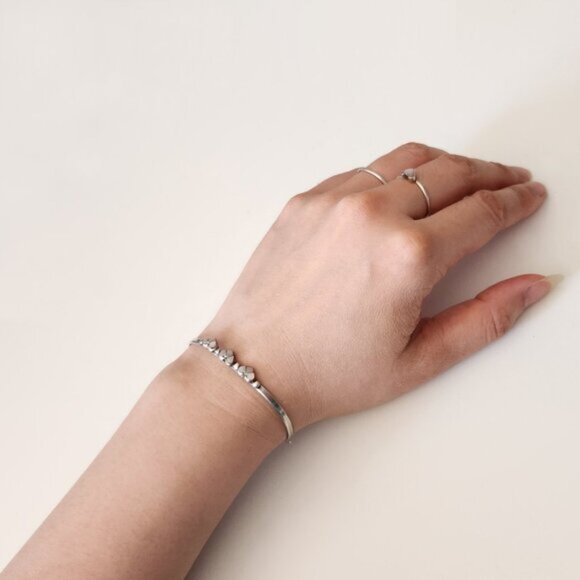 RARE! Navajo Pink Mussel Shell Heart Babies Bracelet Fits Small Adult Wrist b84 - Picture 5 of 10